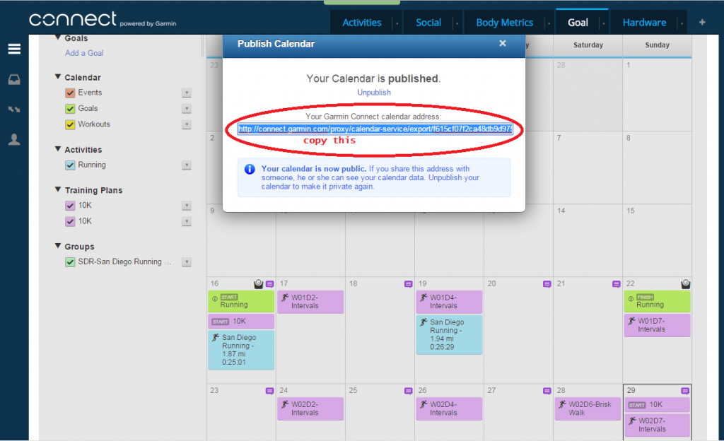 An Illustrated Guide to export Garmin Connect’s Training Calendar to